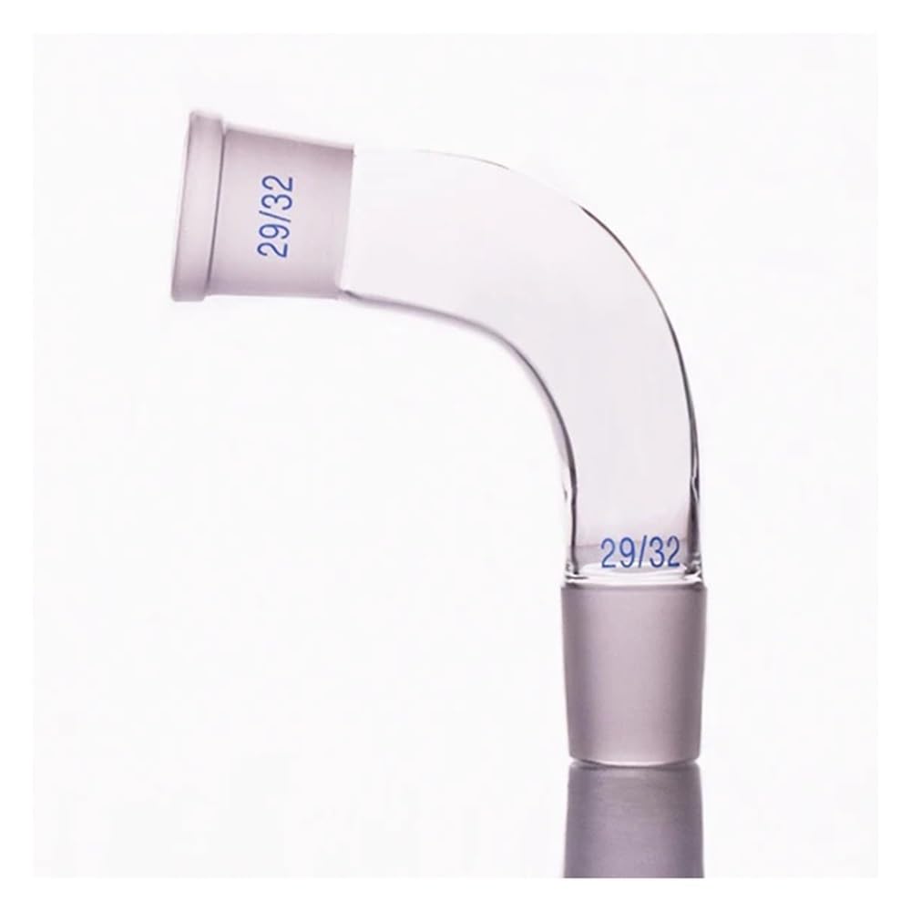 Codo de 105 grados, hembra 29/32, macho 29/32, tubo receptor de boca estándar, vidrio de borosilicato