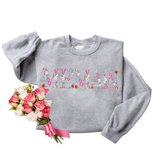 Embroidery Floral Memaw Sweatshirts For Grandma Gift Sweatshirt From Grandkids Flower Gift Mothers Day Christmas