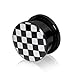 Produktbild ManoaShark Herren Damen Plug Tunnel Karo Kariert Acryl Schwarz Weiß 12mm