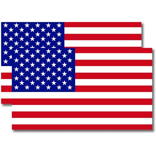 Image of Magnet Me Up American Flag Magnet Decal, 7x12 inches, 2 Pack, Red White and Blue, Heavy Duty Automotive Magnet for Car Truck SUV