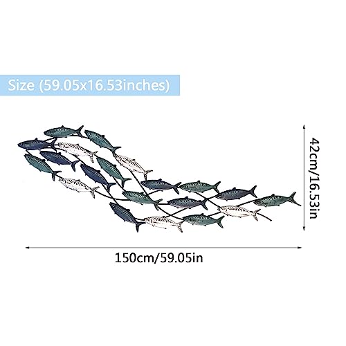 Ximsphy 3D Fish Wall Art, Handcrafted Fish Wall Decorations, Hanging Metal Coastal Fish Sculpture Decor For Beach Bathroom Living Room Seaview Room Ocean Theme #TOP3