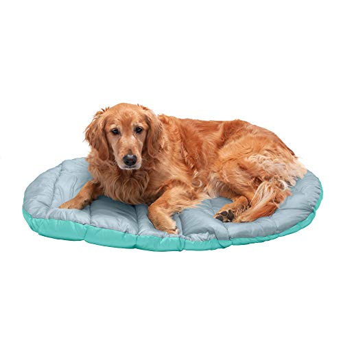 FurHaven Outdoor Travel Dog Bed for Large Dogs, Lightweight Trail Pup Travel Pillow Mat with Stuff Sack, Machine Washable & Foldable, Large, Aqua/Granite Gray by Furhaven - Image 2