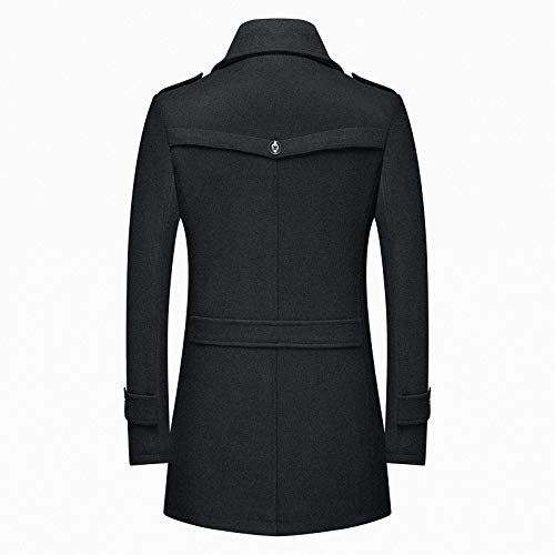 INVACHI Men's Wool Blend Coat Warm Winter Trench Coat with Detachable Soft Scarf Single Breasted Pea Coat2