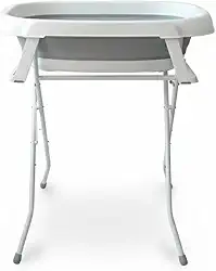 Banheira de Bebê Dobrável Portátil até 35 Litros com Suporte e Almofada de Banho Cinza - Mollie Baby