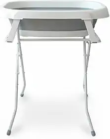 Banheira de Bebê Dobrável Portátil até 35 Litros com Suporte e Almofada de Banho Cinza - Mollie Baby