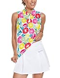 Womens Fruit Print Sleeveless Golf Shirts Polo Shirts Golf Tank Tops, Large