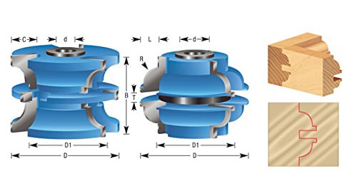 Amana Tool - SC596 2-Piece Carbide Tipped 3-Wing Stile & Rail Exterior Door 3-17/32 Dia x