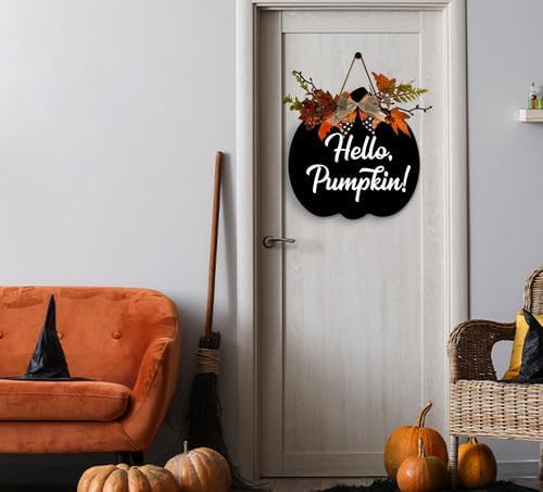TYmall-Pumpkin Welcome Door Sign-12 Inch Wooden Wreath