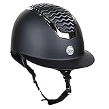 TuffRider Ultimate Wide Brim Equestrian Horse Riding Helmet- Black and White- Medium
