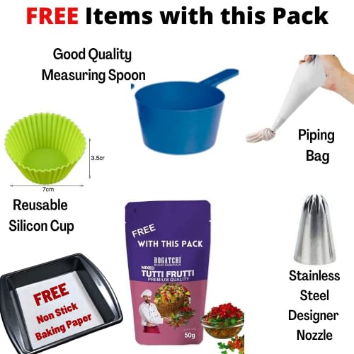 Image of BOGATCHI Whipping Cream Powder, Gluten Free | Tasty | Non-GMO, Cake Decoration Cream, 180g, Free Measuring Spoon and Baking Tool Kit - BB7