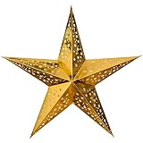 AC - Estrella de Navidad Dorada Plegable, cartón, Techo, Pantalla Colgante, Adorno navideño, año Nuevo, Fiesta, celebración, Color Oro, 54 cm
