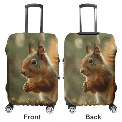 Wildlife Forest Squirrel Luggage Cover, Washable Elastic Suitcase Cover Protector Fit 18-32 Inch Luggage3