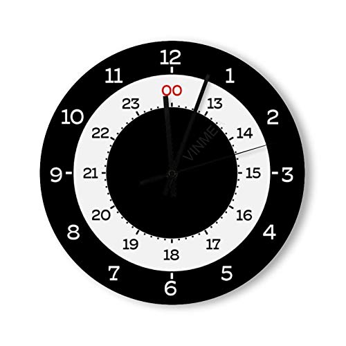 Vinmea Decorative Wall Clock Silent Non Ticking Military Time Home Decor Wall Clock Round 12 Inches #TOP22