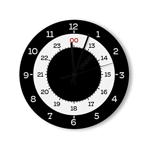 Decorative Wall Clock Silent Non Ticking Military Time Home Decor Wall Clock Round 12 Inches