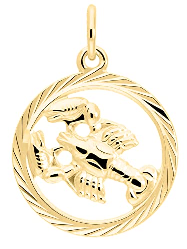 Pendentif zodiaque My Gold or jaune véritable horoscope rond 15mm