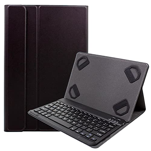 Funda de polipiel lisa negra para tablet 9-11 pulg con teclado Bluetooth español integrado