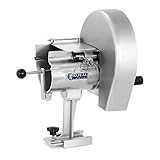 Medidas: 34 x 33 x 33,5 cm Grosor de corte: 0 – 12 mm Para piezas de hasta 10 cm Para fijar a superficie de trabajo Aluminio / acero inoxidable
