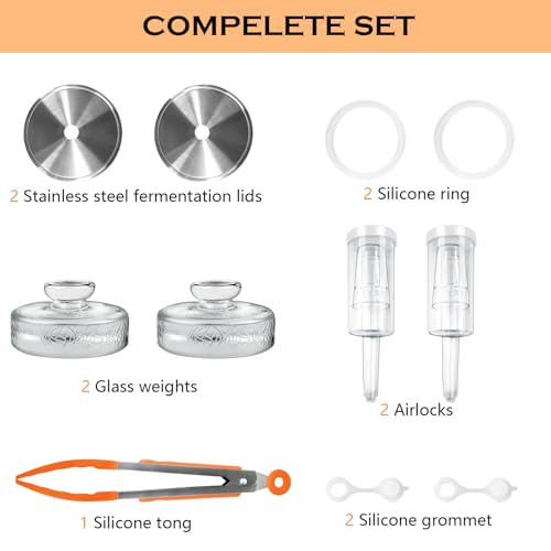 Artcome Easy Fermentation Kit for Wide Mouth Mason Jars - Includes Stainless Steel Lids, Glass Weights, Airlocks, Silicone Rings, Grommets, & Recipe Guide

Artcome 11 Pcs Fermentation Kit - Perfect for Beginners - Wide Mouth Mason Jars

Artcome 11 Pc