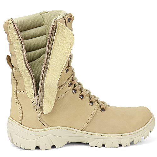 Bota Coturno Para Seguranças Policia Militar Cano Curto e Médio (41, AREIA-CANO-MÉDIO)