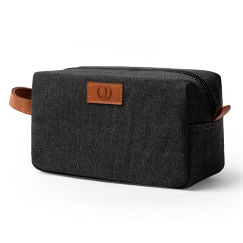 Janhavi Personalized Waterproof Toiletry Bag for Men,Gifts for Boyfriend,Toiletry Bag For Shower Caddy,Engraved Initials & Wheat Ear, Mens Toiletry Travel Bag, Travel Essentials for Men (Dark Grey J)