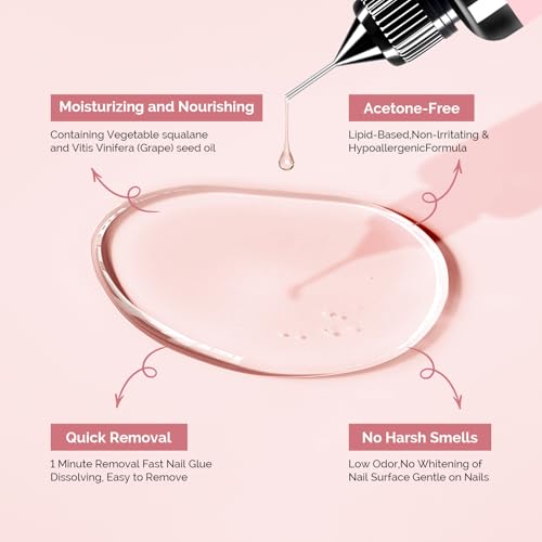 Image of MelodySusie 2PCS Nail Glue Remover for Press on Acetone Free Nail Polish Remover Multi-Functional Remover for Nails Tips Gentle Glue Remover for Gel x Nails for Home Salon 30ML
