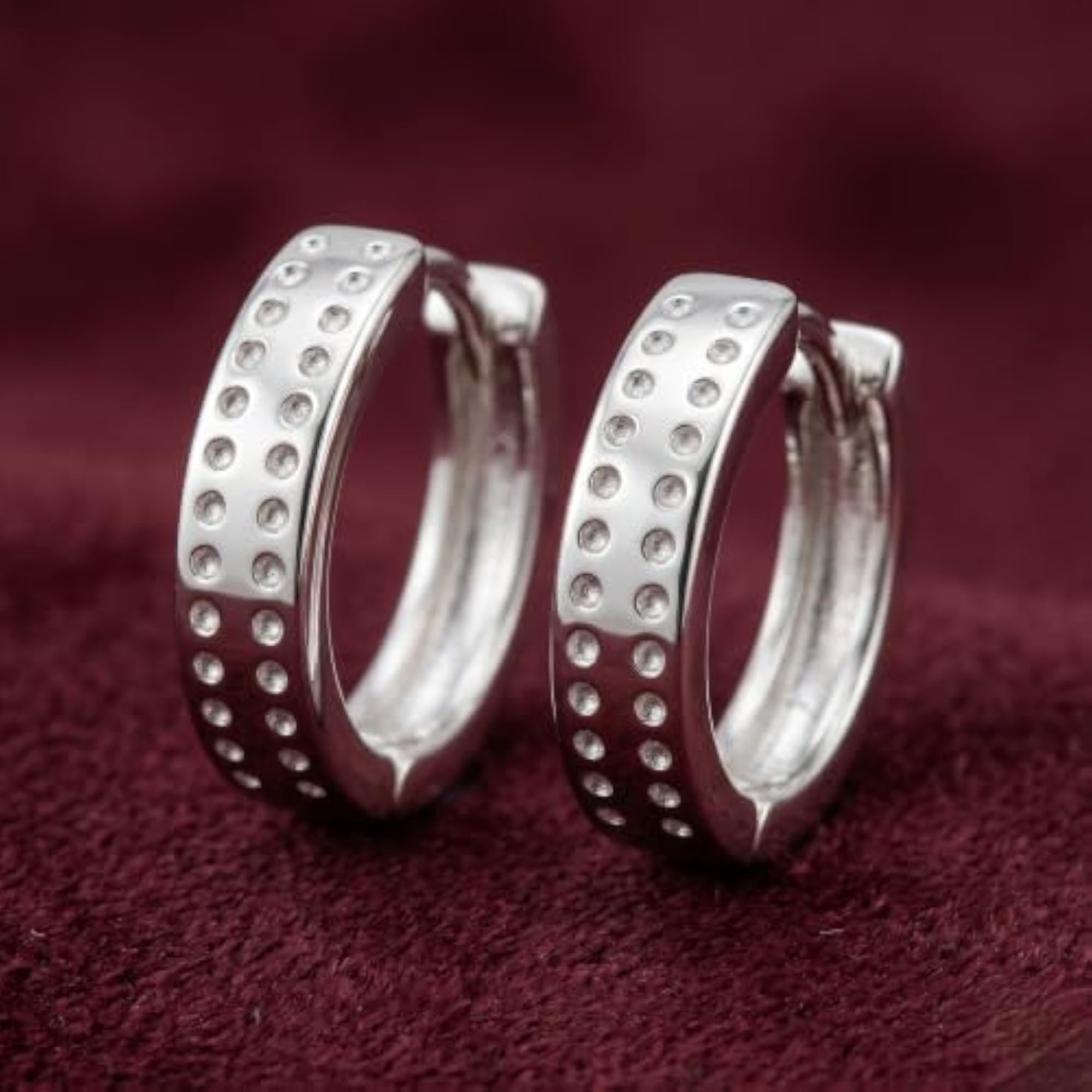 Women's Luxe Dual-Row Dotted 925 Sterling Silver Hoop Earrings