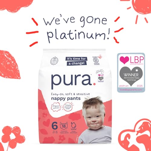 Miniatura 4 de Pura Eco Nappy Pants - Size 6 15kg , 18 Nappies, Pull Up Disposable Baby Nappies For Sensitive Allergy Prone Skin, Hypoallergenic, Fragrance Free, Easy-Tear Side, New Size Guide