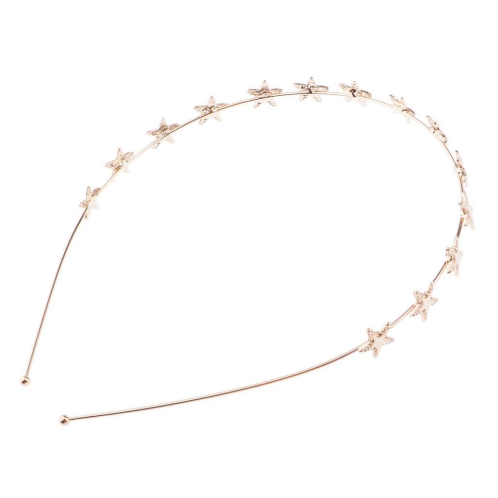 Women Girls Headband Star Hair clasp hair loop Hair band Accessories Golden-image-9