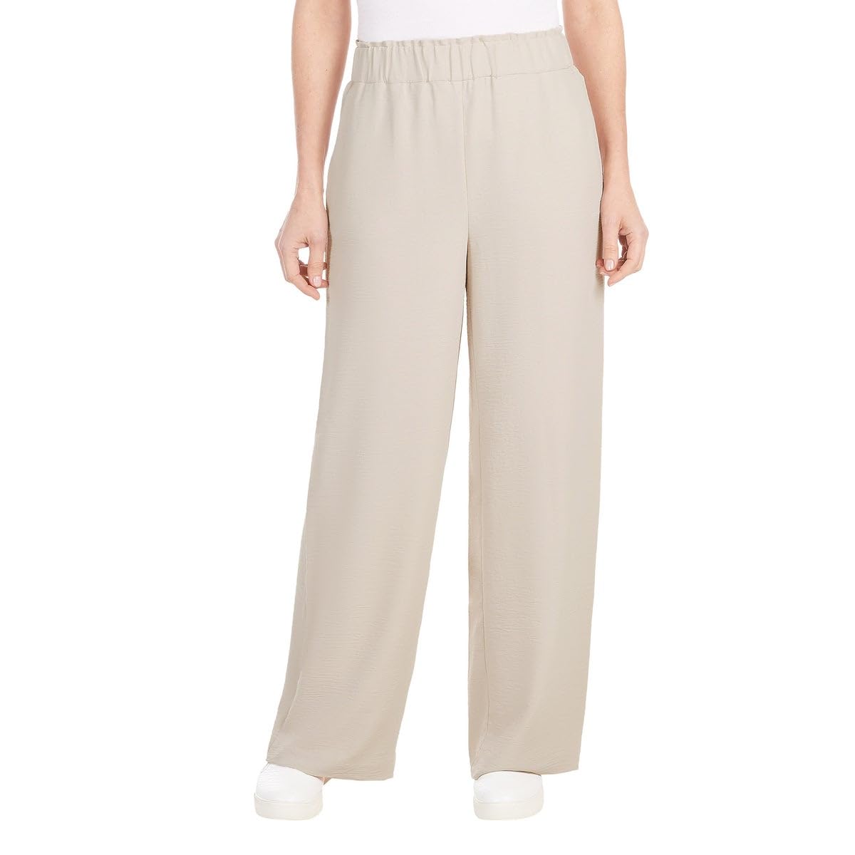Beige Fluid Wide-Leg Pants