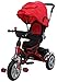 Produktbild Miweba Kinderdreirad Schieber 7 in 1 Kinderwagen - 360° Drehbar - Luftreifen - Heckfederung - Laufrad - Dreirad - Schubstange - Ab 1 Jahr (Rot)