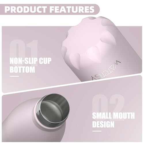 Image of WATERSY Stainless Steel water bottles,17oz /500ml Insulated Water Bottles,Pink metal water bottle Keeps Drink Cold and Hot,BPA Free kids water bottles for School,Gym,Travel,Sports