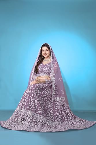 Varni Net Embroidered Semi Stitched Lehenga Set - Image 8