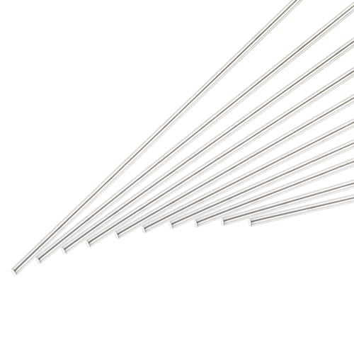 QUARKZMAN Asta Tonda in Acciaio Inossidabile da 2 Mm x 100 Mm, Asta Solida in Metallo per Tornio per Modellismo Fai-Da-Te di Auto, Elicotteri e Aeroplani, Confezione da 10 Pezzi
