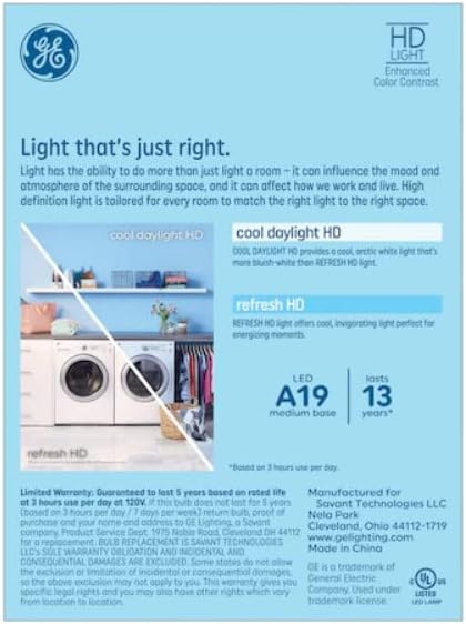 Miniatura 3 de GE Refresh Arctic White - Bombillas LED regulables de 60 W EQ A19 (8 unidades)