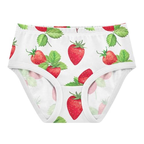 Watercolor Strawberries White Cute Panties Girl Girls Underwear Toddlers Cotton Fancy Kids Undies Briefs 2t
