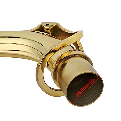 Tuoren Brass Saxophone Bend Neck Instrument Assembly For Alto Saxophones 24.5Mm Port Diameter Gold #TOP4