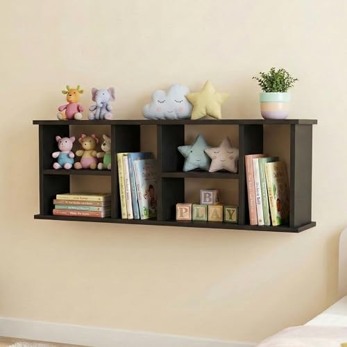 Image of Home Sparkle Rectangular Wall Shelf | Multiple Section MDF Wall Shelve Display Rack for Home Kitchen Bedroom and Living Room (Black)