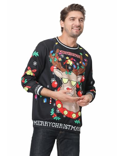Colorful House Unisex's Ugly Christmas Jumper Sweater Printed Pullover, 3D Digital Print Sweatshirt