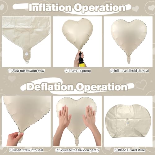Cream Brown Heart Balloons, 12Pcs Brown Apricot Foil Balloons, Beige Coffee Foil Heart Shape Foil Balloon 18 Inch Nude Neutral Helium Foil Balloon for Boho Birthday Baby Shower Wedding Valentine