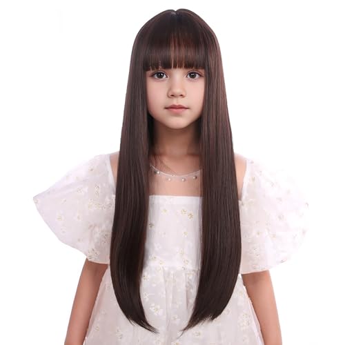 Perruque marron enfant pour masquer les cheveux courts facilement