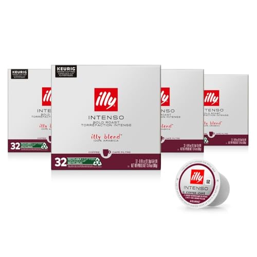 Image of illy Coffee K Cup Pods, Intenso Dark Roast, 32 Count, 4 Pack | Keurig Coffee Pods & Capsules, 100% Arabica, Premium Italian Coffee