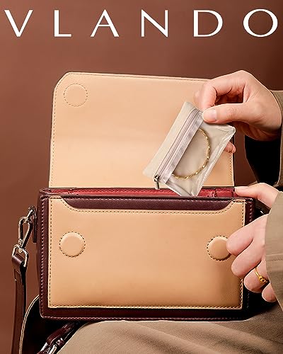 Vlando Jewelry Travel Case,Travel Jewelry Organizer with Clear Velvet Jewelry Bags Zipper Pouch for Women Girl Gift 12Pcs Bag