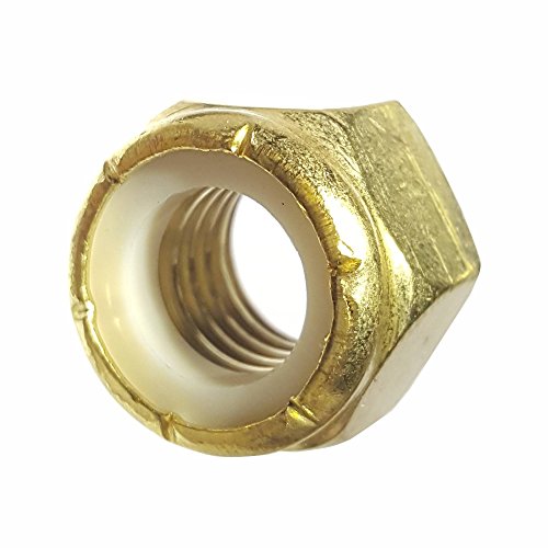 Fastenere Nylon Insert Hex Lock Nuts 1/4"-20 Solid Brass Alloy Steel Grade 360, Plain Finish, Corrosion-Resistant, Durable Hardware Nuts for Secure Fastening, Locking Nut, (50-Pack)