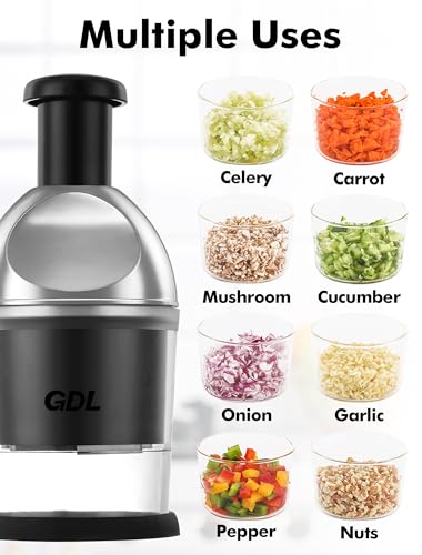 Image of Food Chopper, Hand Chopper Dicer Easy to Clean, Manual Slap Vegetable Chopper Onion Cutter, Garlic Chopper Mincer for Onion, Nut, Tomato, Pepper, Celery, etc