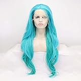 melody wig Blue/Green Synthetic Lace Front Wigs For Women Hair Mxied Color Heat Resistant Fiber Long Natural Wavy Wigs Cosplay …