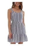 BCX DRESS Womens Blue Stretch Cut Out Tie Ruffled-Hem Striped Sleeveless Sweetheart Neckline Short Fit + Flare Dress S