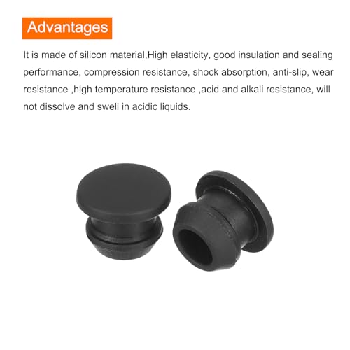 Image of MECCANIXITY Silicone Snap in Locking Hole Plugs,Rubber Panel Seal Cover Flush Type Panel Round for Kitchen Rubber Bulkheads Waterproof Sealing Plugs 8mm /0.31 Inch Diameter Black,Pack of 50