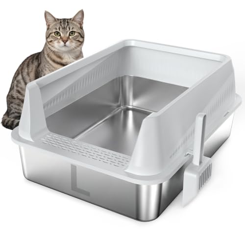 AIPERRO high sided stainless steel litter box