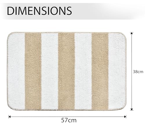 Image of Microfiber Soft Anti Slip Water Absorbent Door Mat|Rectangular Bath Mat with Rubber Bottom|Soft & Super Absorbent Mats for Shower|Quick-Drying Mats for Kitchen Bathroom (Beige,38X57 CM)