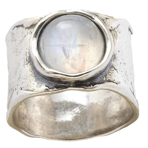 Jude Jewelers Retro Vintage Style Crystal Stone Hammered Cocktail Party Statement Biker Ring (Silver, 9)